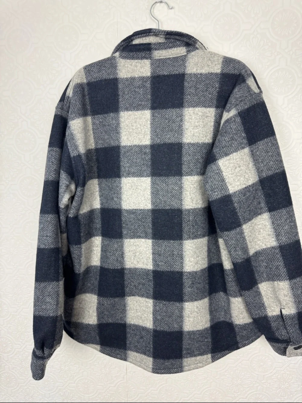 Banana Republic Plaid‎ Warm Jacket Blue Gray Buffalo Check Large